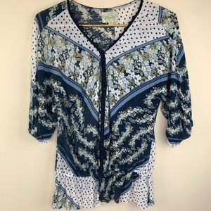 Deletta floral button down top, S